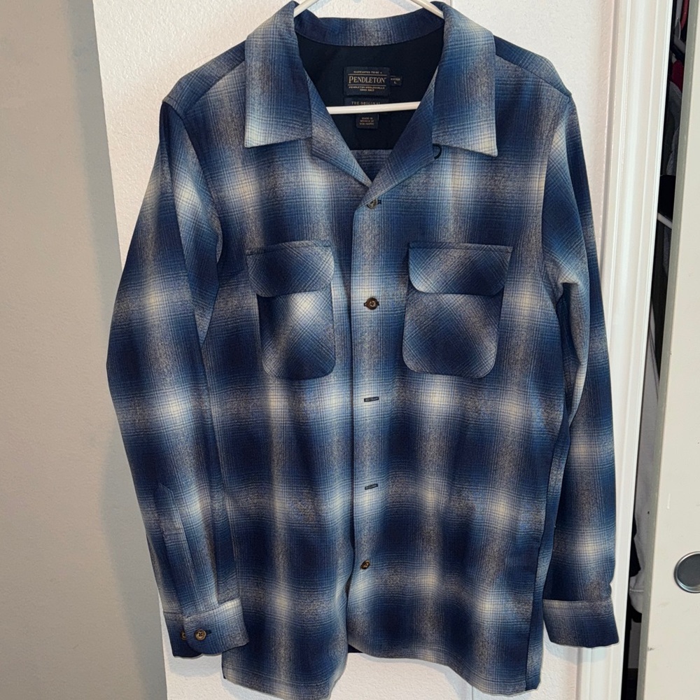 Pendleton Blue and White Plaid Men's Shirt